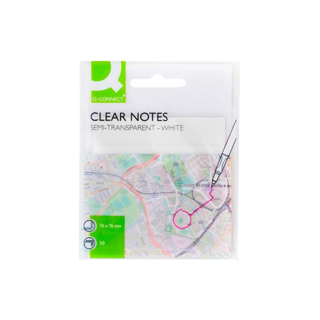 Samolepiaci bloček Q-CONNECT priehľadný 76 x 76 mm, 50 lístkov - Image 2