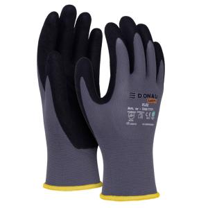 Rukavice pletené, polomáčané DONAU SAFETY Flex, kat. II sivé veľ. 10