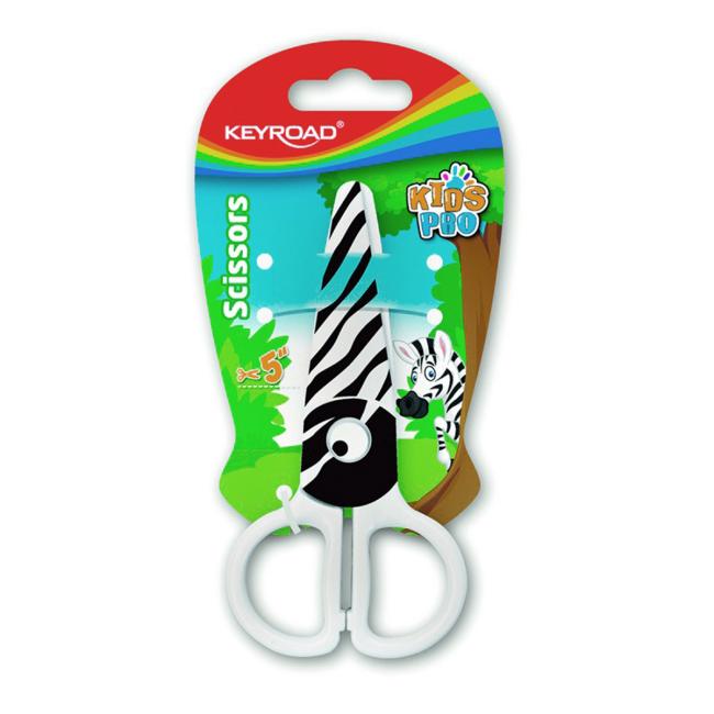 Školské nožnice KEYROAD, blister, motív zebra, biele a čierne - Image 2