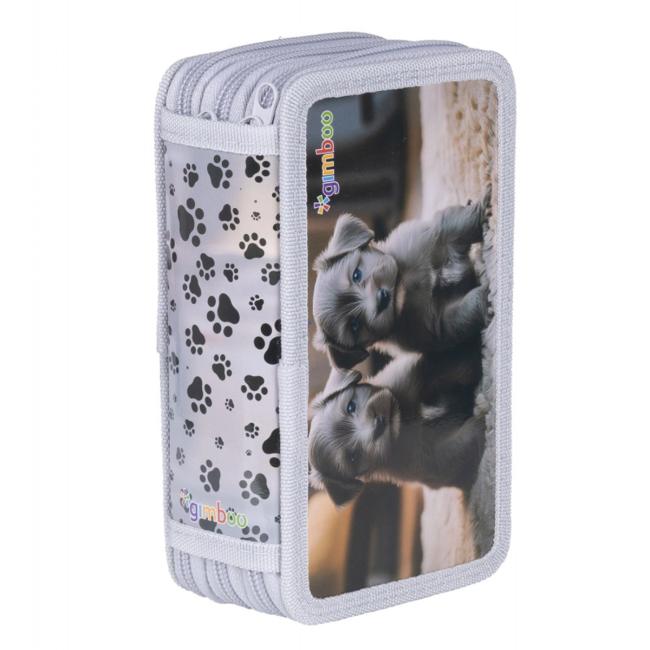 Peračník GIMBOO 3-zipsový plný, Šteniatka, sivý - Image 2