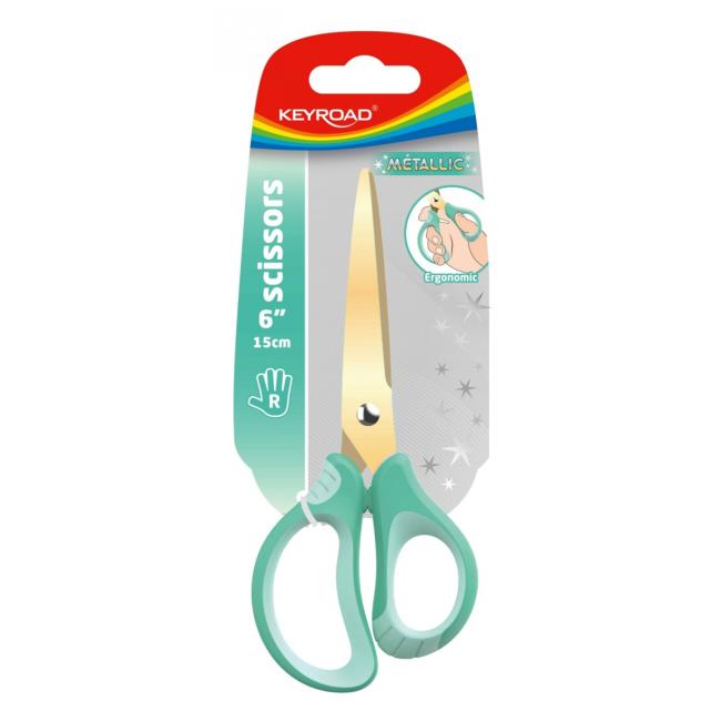 Nožnice kovovo-titánové KEYROAD, ergonomické, 15,5 cm, mix farieb - Image 2