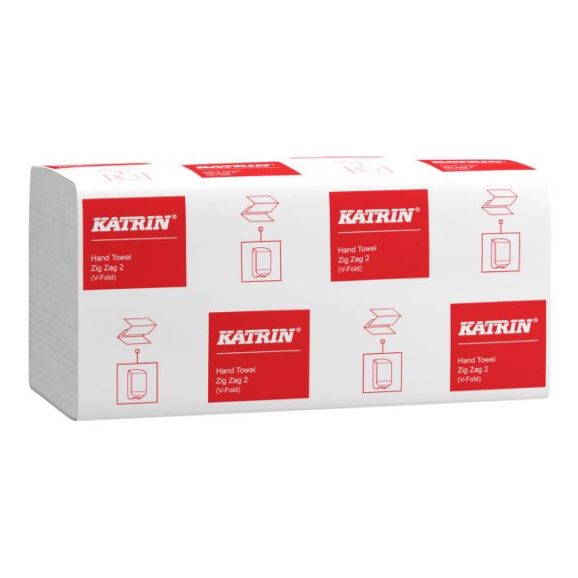 Papierové utierky skladané ZZ 2-vrstvové KATRIN 100% celulóza Handy pack biele (20 bal.) - Image 2