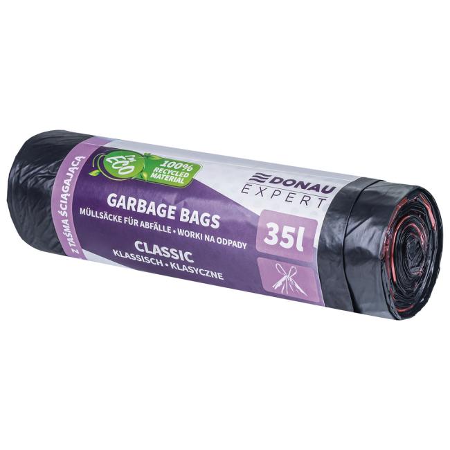 Vrecia zaťahovacie DONAU EXPERT, CLASSIC LDPE, 35 ℓ, 15 ks, čierne - Image 2