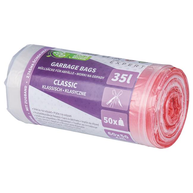 Vrecia zaťahovacie DONAU EXPERT, CLASSIC LDPE, 35 ℓ, 50 ks, transparentné - Image 2