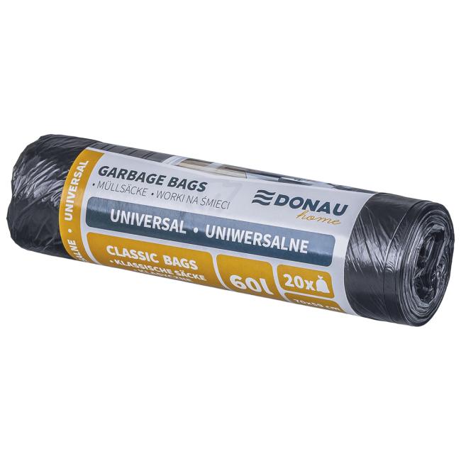 Vrecia DONAU-HOME, univerzálne, 60 ℓ, 20 ks, čierne - Image 2
