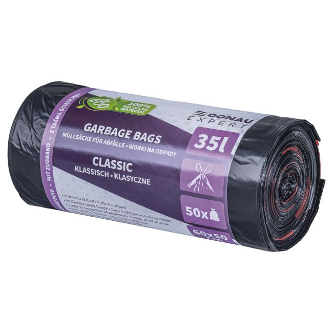 Vrecia zaťahovacie DONAU EXPERT, CLASSIC LDPE, 35 ℓ, 50 ks, čierne - Image 2