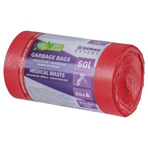 Vrecia na medicínsky odpad, DONAU EXPERT, LDPE, 60 ℓ, 50 ks, červené