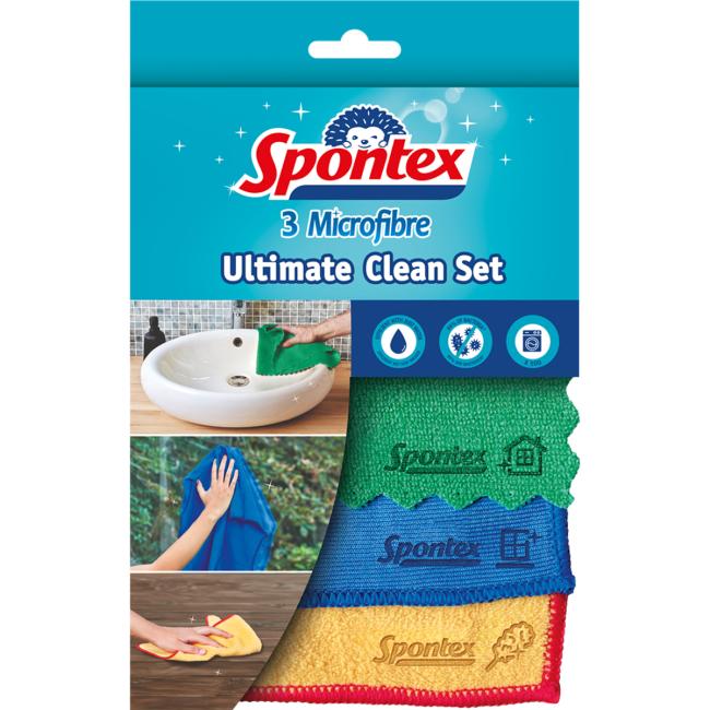 Utierka z mikrovlákna Spontex Ultimate Clean Set 3 ks - Image 2